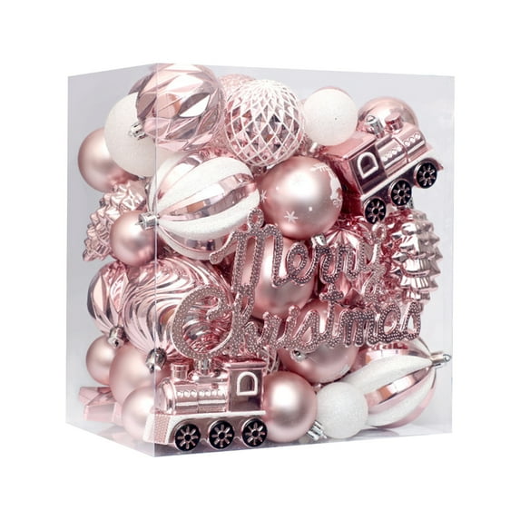 65 Pcs Christmas Ornaments Set Shatterproof Plastic Christmas Ornaments Assorted Baubles Hanging Decorations for Holiday Party Wedding Indoor/Outdoor