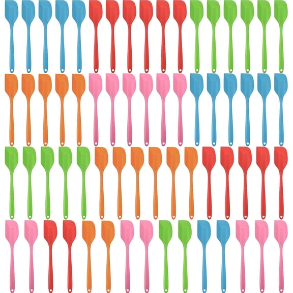 65 Pcs Mini Silicone Spatulas Bulk 8.3 Inch Heat Resistant Scrapers Rubber Spatulas Seamless Design Non Stick Flexible for Kitchen Use Cooking Baking Mixing