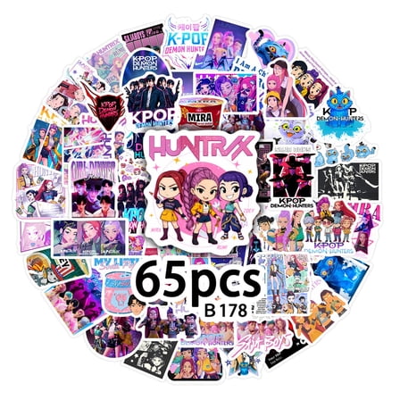 65 Pcs Pop Stars Hunters Water Bottle Stickers For Fans, Pop Singer Hunters Cute Stickers For Water Bottles, Vinyl Waterproof Aesthetic Laptop Sticker Pack Classroom Prizes Skateboard For Students