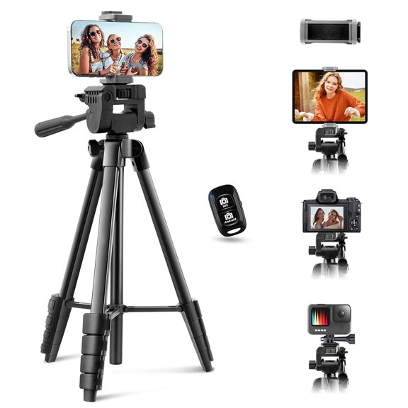 65 Phone&Tablet Tripod, Aureday Cell Phone Tripod for iPhone with Wireless Remote and Holder, Extendable Stand iPad, Suit Video Recording/Makeup/Live Streaming
