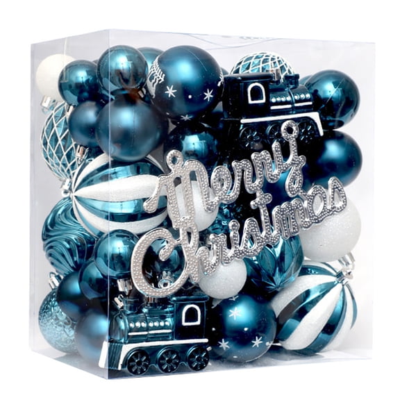 65-Piece Festive Christmas Tree Ornaments Set Christmas Ornaments Balls for Christmas Tree Decorations Shatterproof Christmas Hanging Ball for Christmas Party Home Decor Dark Blue