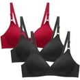 thumbnail image 1 of Pitauce 3 Pack Bras for Women Soild Color Wire Free Underwear One-Piece Everyday Bra High Elasticity Small Cup Underwear Soft Push Up Bras, 1 of 5