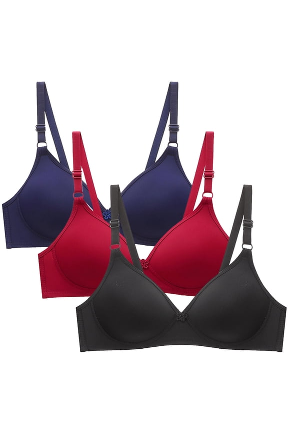 3 Pack Bras for Women Soild Color Wire Free Underwear One-Piece Everyday Bra High Elasticity Small Cup Underwear Soft Push Up Bras