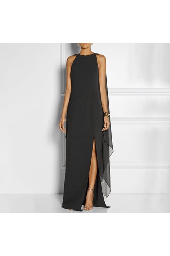 Bridesmaid Dresses for Women Plus Size Solid Color Chiffon Patchwork Sleeveless Dress Slim Fit Side Split Formal Party Gown Dresses