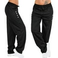 thumbnail image 1 of Pitauce Sweatpants for Women Winter Wide Leg Yoga Pants Solid Color Lace-Up Casual Pents Sports Loose Long Pants Womens Joggers with Pockets, 1 of 5