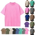 thumbnail image 1 of Up to 65% off Plus Size Short Sleeve Shirts Men's Casual Crew Neck Solid Color Versatile Short Sleeved Top Loose and Comfortable Basic Style Short Sleeved Round Neck Top/Shirt, Hot Pink, L, 1 of 8