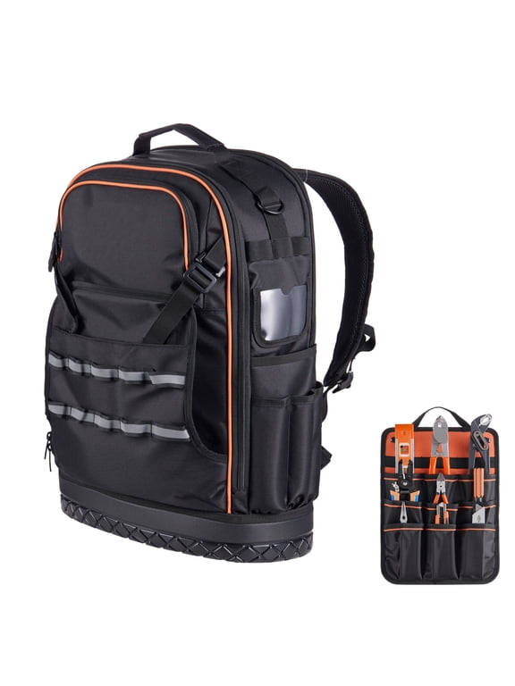 65-Pocket Tear-Resistant Tool Backpack for Electricians & Jobsite Work