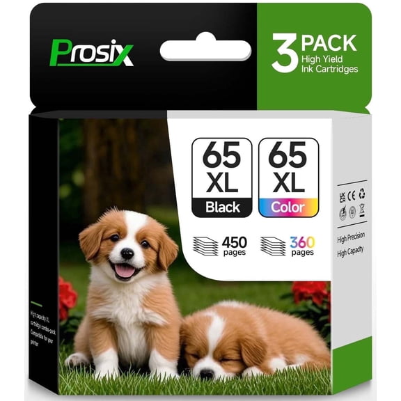65XL Ink Cartridges Compatible for HP 65XL printer ink cartridges for DeskJet 3755 3700 3752 3772 2600 Envy 5000 5055 5052 5014 5010 5070 AMP 100 120 130 Printers (2 Black, 1 Tri-Color, 3-Pack)