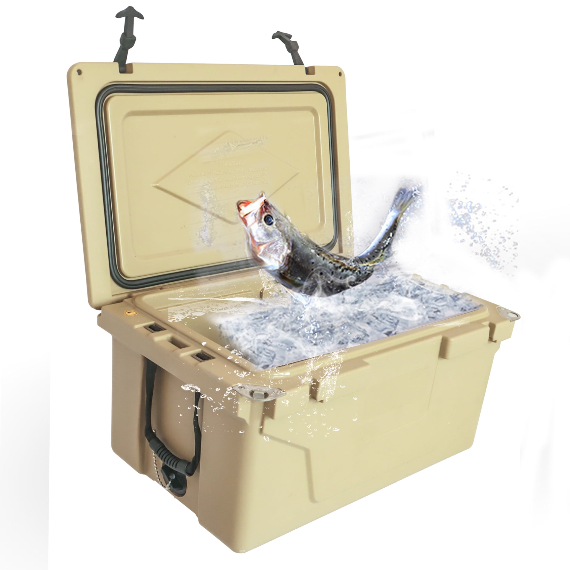 ARCTICSCORPION 65qt Ice Chest Water Cooler with Built-In Bottle Opener, Khaki