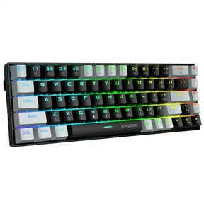 65% RGB Gaming Keyboard, E-YOOSO Z-686 Wired 68 Keys Mechanical Keyboard, Clicky Blue Switches, Pro Software Supported, Detachable Cable, Separate Arrow Keys - Black/Grey