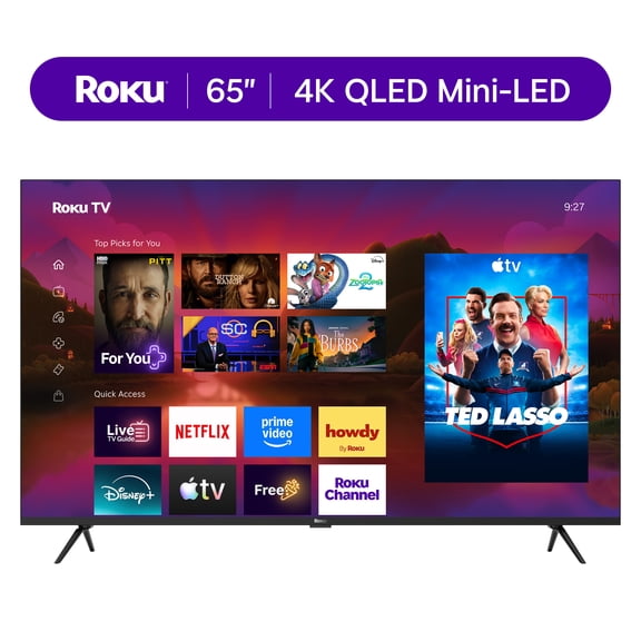 Roku Smart TV 65-Inch Plus Series, 4K QLED Mini-LED TV Roku TV with Enhanced Voice Remote