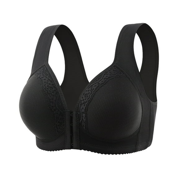 Up to 65% off Shldybc Black Women's Plus Size Front-Close Bra Wonderwire Lace Underwire Push Up Soft Wireless Lightly Bra for Everyday Wear Valentine'S Day/Mother'S Day Gift