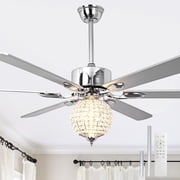 Cusp Barn 65 Silver Crystal Ceiling Fan with Remote and Lights, Large Luxury Style Ceiling Fan, DC Motor, 6 Speeds, All Seasons