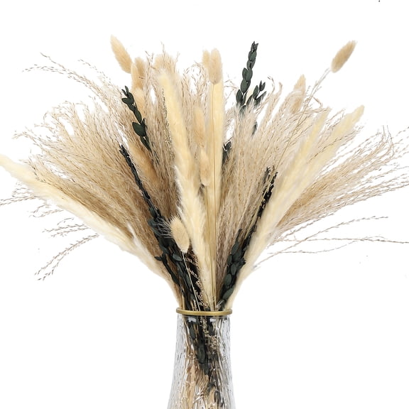 65 Stems Green Pampas Grass Boho Bouquet Exquisite Lavender and Eucalyptus Dried Flower Arrangements for Western Boho Decor Rustic Flowers for Your Bohemian Home, Bedroom, and Wedding Table Dcor