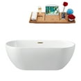 thumbnail image 1 of 65" Streamline N141BBR Soaking Freestanding Tub and Tray With Internal Drain in Brushed Brass, 1 of 8