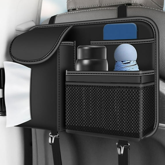 Surpdew Car Storage Bag, Car Hanging Storage Bag, Multifunctional Seat Backrest Hanging Bag, Car Built-In Large Capacity Storage Bag Black 37*25*6.5