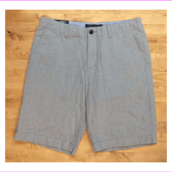 $65 TOMMY HILFIGER MENS CARLTON CHAMBRAY SHORTS, AQUATIC, 31