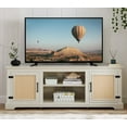 thumbnail image 1 of 65" TV Stands for Living Room for 60 65 70 inch Television, Entertainment Center with Storage 2 Rattan Doors Cabinets & Cable Holes, Wood Rustic TV Console, Farmhouse Furniture(White Oak), 1 of 6