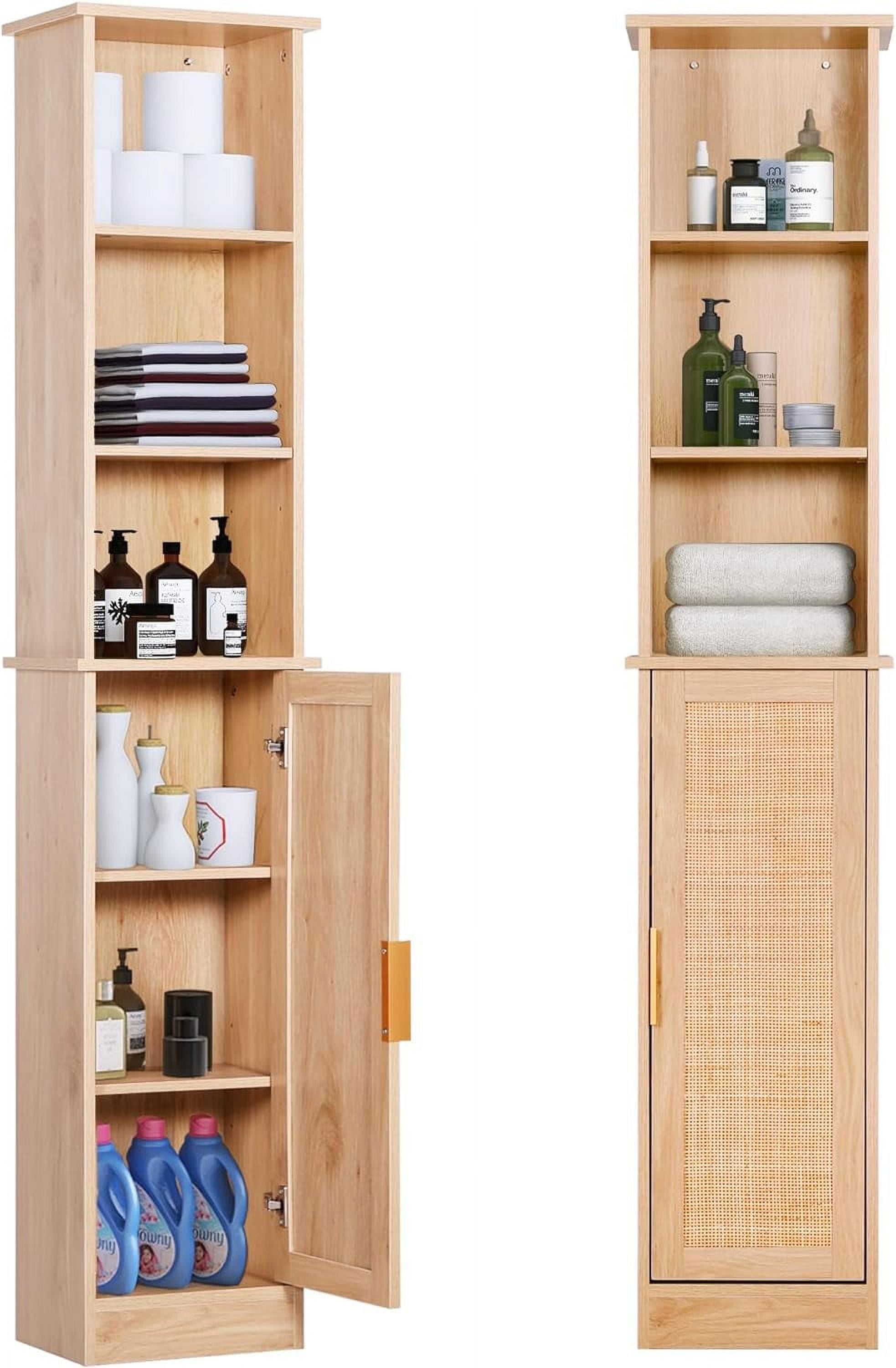 65'' Tall Bathroom Storage Cabinet Organizer Wood Slim Floor ...