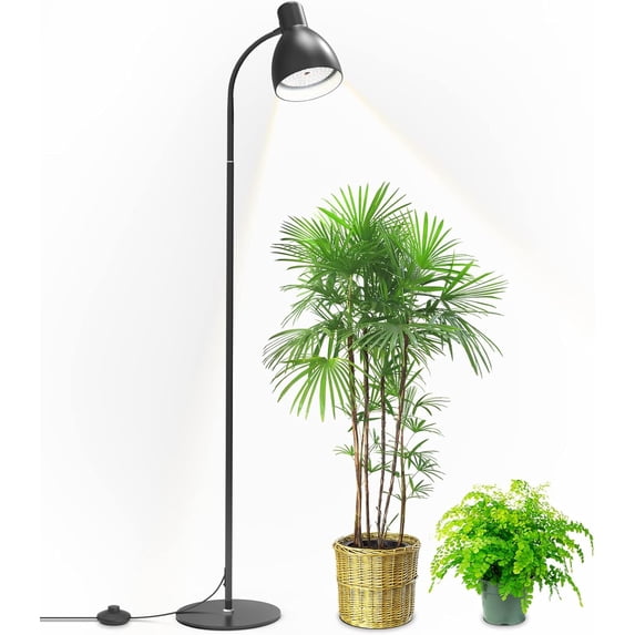 65" Tall Standing Grow Light with Full Spectrum, 18W LED Plant Light with Flexible Gooseneck, Optical Lens & Smart Timer