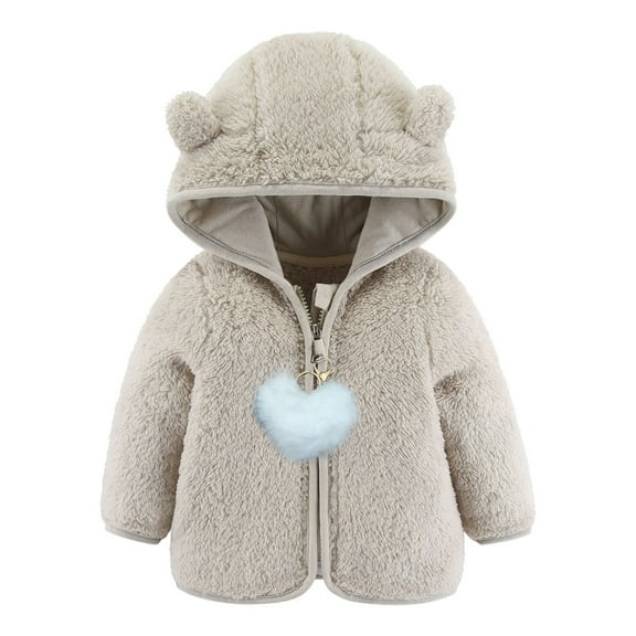 Toddler Kids Boys And Girls Solid Color Cute Long Sleeve Heart Pendant Hooded Coat Jacket Suit Toddler Boys Girls Thicken Hooded Coats Jackets