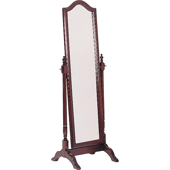 65" Traditional Wood Arched Top Cheval Mirror with Bonnet Top, Adjustable Tilt, Timeless Aesthetic, Incredible Quality, in Merlot Finish