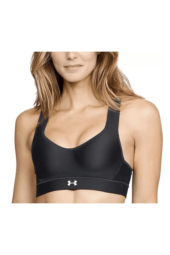 $65 Under Armour Women's, Warp Knit High Impact Sports Bra,Black/Reflective,38C
