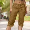 thumbnail image 1 of Up to 65% off Womens Capris, Xunlbb Capris Womens Pants With Pockets Loose Casual Dressy Lightweight Ladies Baggy Cargo Shorts Capris For Hiking(Brown,XXL), 1 of 9