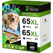 65 XL 65XL Ink Cartridge Compatible for HP 65 Black Ink for DeskJet 3755 3700 3752 3772 2600 2622 2652 2655 2640 Envy 5000 5055 5052 5014 5010 5070 AMP 100 120 130 Printers (2 Pack)