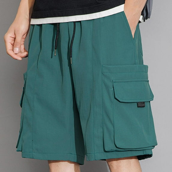 Up to 65% off Xunlbb Men's Cargo Shorts with Pockets Men's Summer Casual Solid Color Portable Fashion Pockets Drawstring Elastic Waist Zipper Comfortable Shorts Cargo Pant Gift for Him, M-4XL