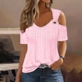thumbnail image 1 of Up to 65% off Xunlbb Women's Fashion Clothing 2024 Women's Fashion Casual Solid Color Shoulder Leakage Short Sleeve Pullover Short Sleeve Top Womens Trendy Tops, S-2XL, 1 of 6
