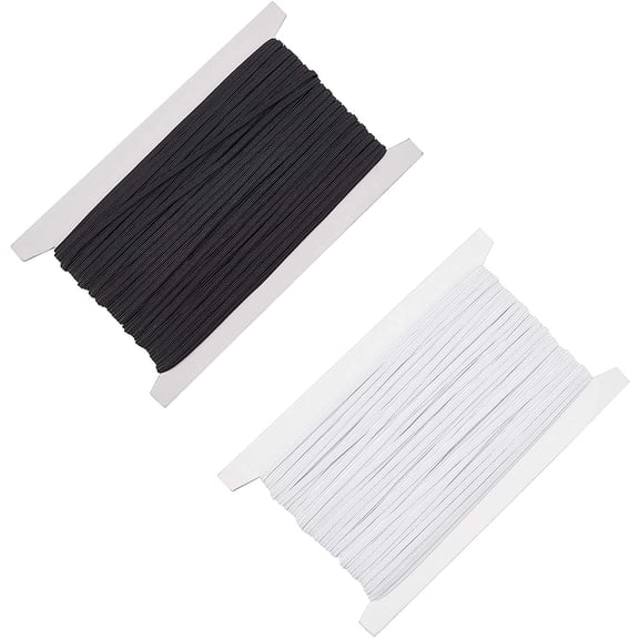 65 Yards Elastic Cord Sewing Elastic 3mm Elastic Cord Elastic Band Round Ear Tie Earloop Strap Black and White colorful