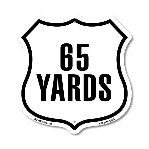 65 Yards Golf Course Running Race 5k Marathon Distance Marker (2 Pack) 12 inch X 12 inch Shield-Shaped Rust-Free Aluminum Metal Signs Weather Resistant Made in the USA