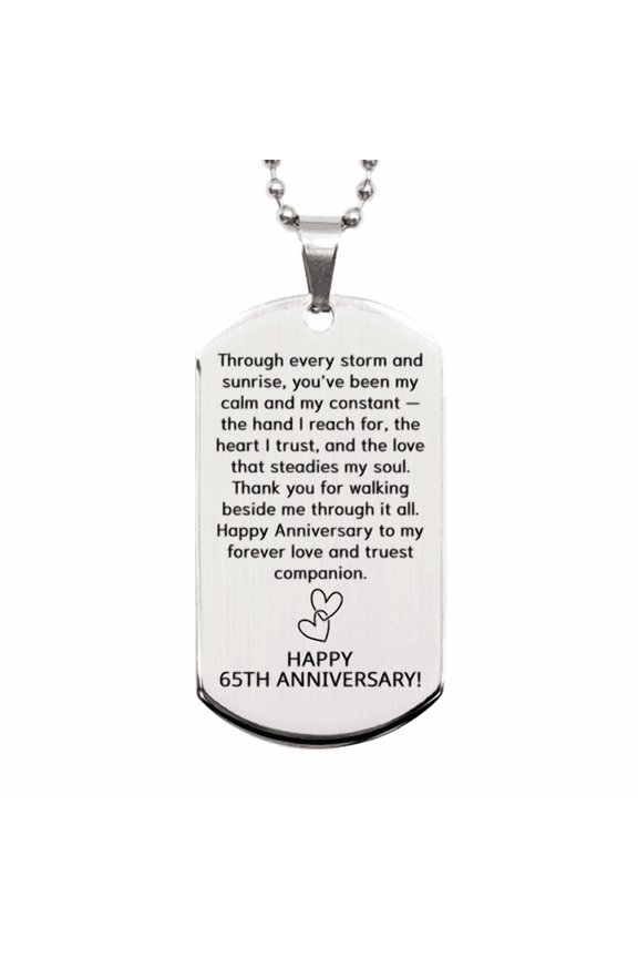 65 Year Anniversary Gift for Him - 65th Anniversary Necklace for Her - Couples Dog Tag for Boyfriend or Girlfriend