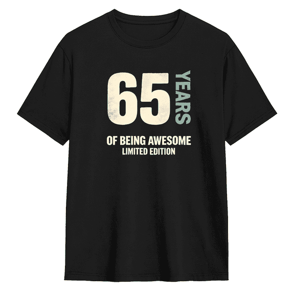 65 Years Of Being Awesome Limited Retro Graphic Tee for Men and Women, Witty Birthday Gift Cotton Short Sleeves T-Shirt