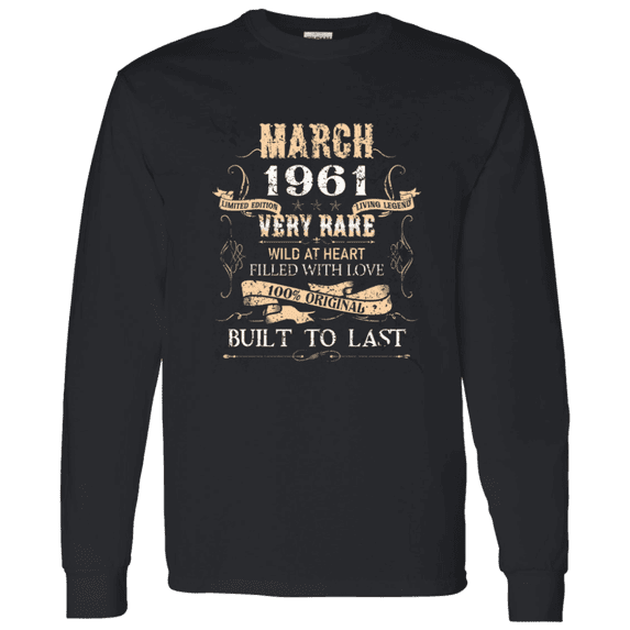 65 Years Old 65Th Birthday Legend Vintage March 1961 Bday Long Sleeve Shirt