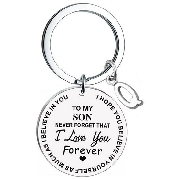 Up to 65% off amlbb Necklace for Female Women TO MY SON Keychain Pendant A-Z26 Letter Accessory Necklace Round Card Gifts for Her Mom Wife Girlfriends on Clearance