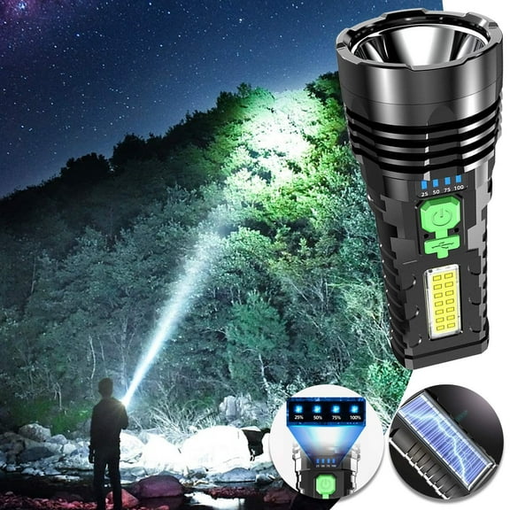 Up to 65% off camping flashlight Solar Flashlight Strong Light Charging Outdoor Bright High-power Long-range Portable Household Patrol Flashlight With Side Lights