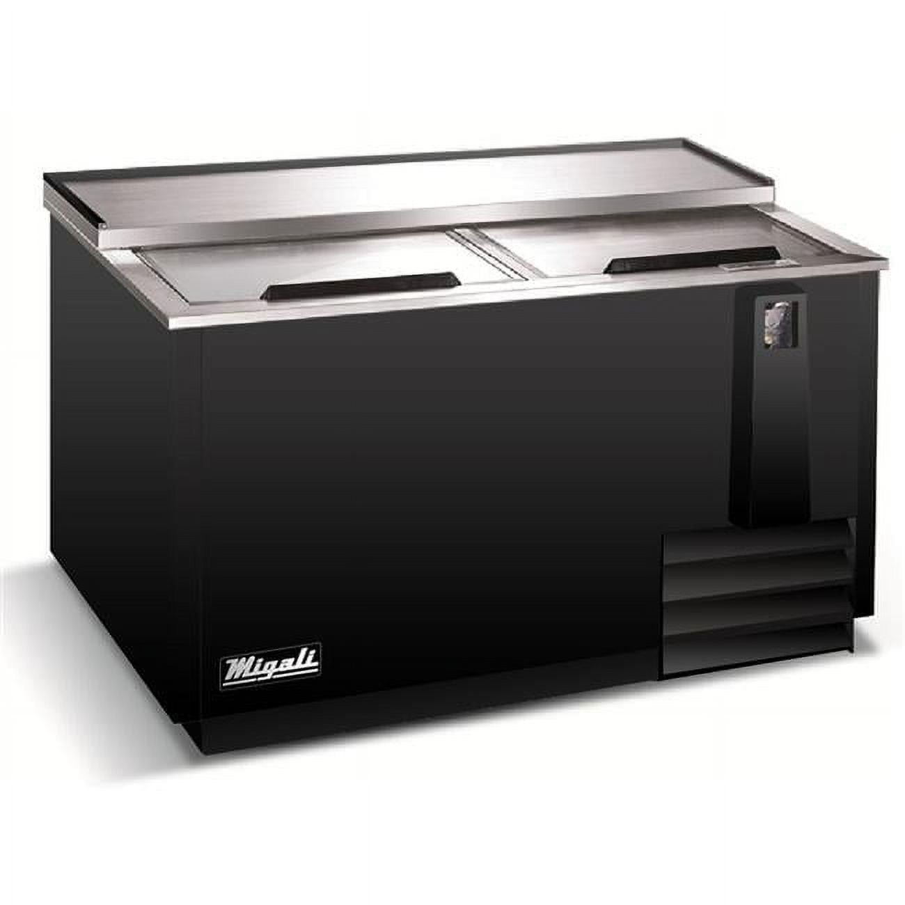 65 in. 15.8 cu. ft. Competitor Series Bottle Cooler 2 Sliding Lids, Black & Stainless Steel