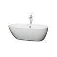 thumbnail image 1 of 65 in. Center Drain Soaking Tub In White With Floor Mounted Faucet In Brushed Nickel, 1 of 1