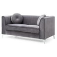 thumbnail image 1 of 65 in. Delray Tuxedo Arm Velvet Loveseat with 2-Throw Pillow, Gray, 1 of 1