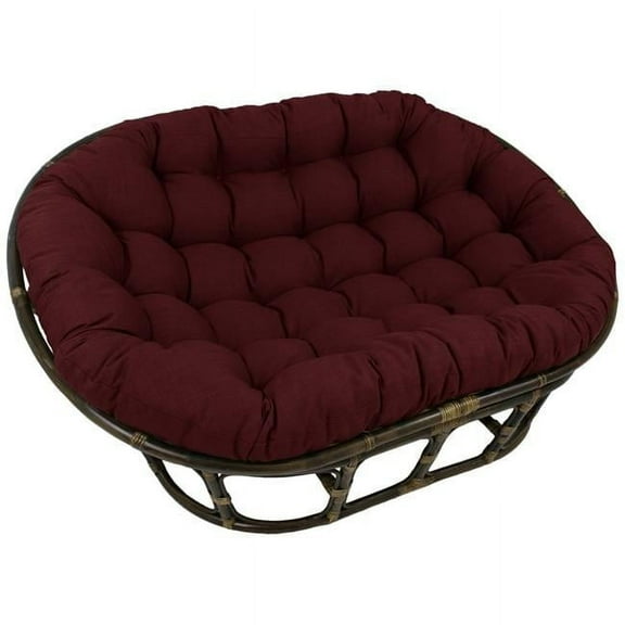 65 in. Rattan Double Papasan Chair with Outdoor Cushion, Red