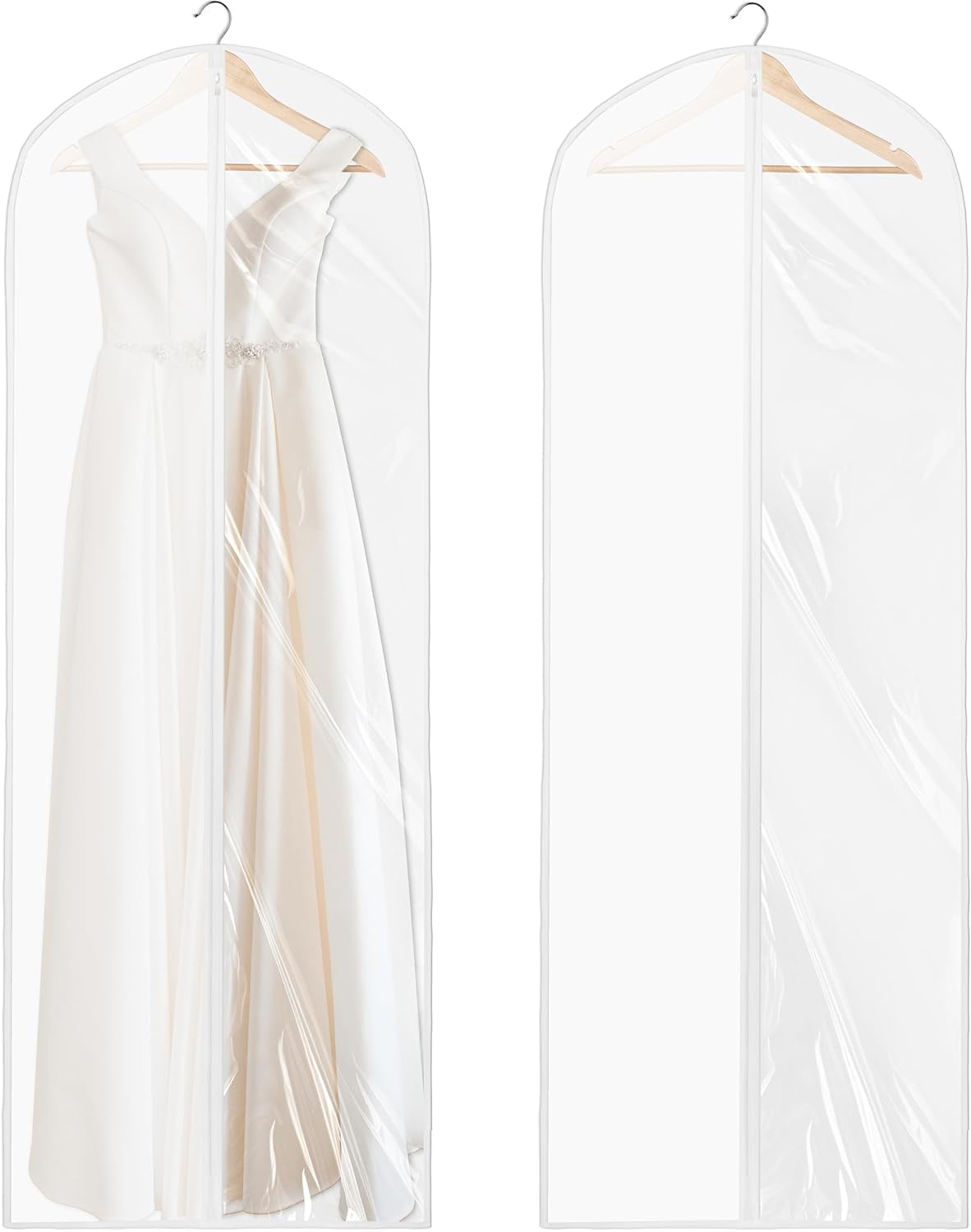65-inch Clear Garment Bags with Zipper for Gowns, Suits, Dresses, Costumes, Uniforms, 2 Pack