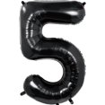 65 inch Giant Black Number 5 Balloon, Huge Foil Balloons For 5 years