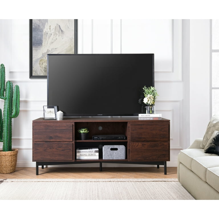 Brown tv online stand 65 inch