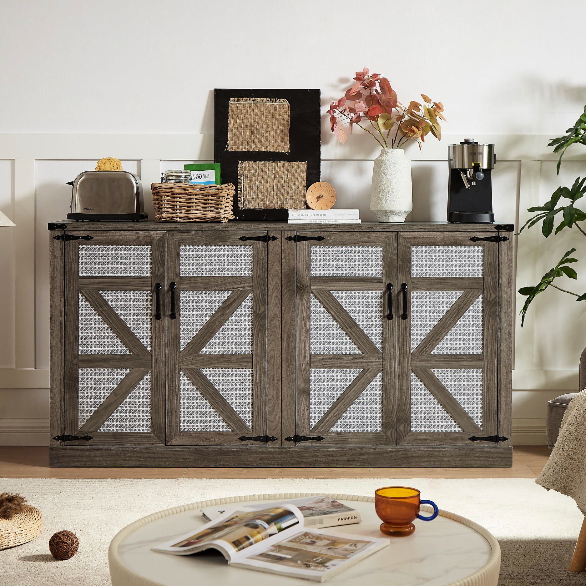 65-inch Slate Gray Sideboard For Bedroom, Living Room, Dining Room. 4 ...