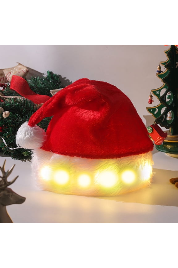 up to 65% off karymi Glowing Santa Hat Santa Hat Adult Christmas Holiday Hat Unisex Velvet Classic Santa Hat for Christmas New Year Christmas Outdoor Decorations