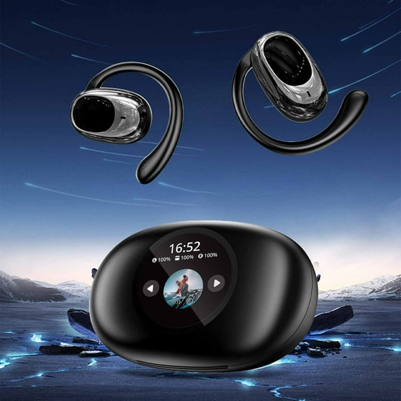 up to 65% off karymi Intelligent Control Screen Hanging Ear Style LED Full Color Screen Music Game Movie Mode Switching Bluetooth 5.4 Bluetooth Openear Headphones Porch Decor