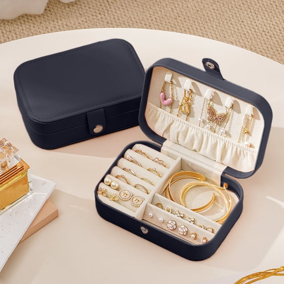 up to 65% off karymi Travel Portable Zipper Jewellery Box Leather Jewellery Box Ring Necklace Jewellery Storage Box Earrings Earring Case Gifts for Women Clearance Bedroom Decor
