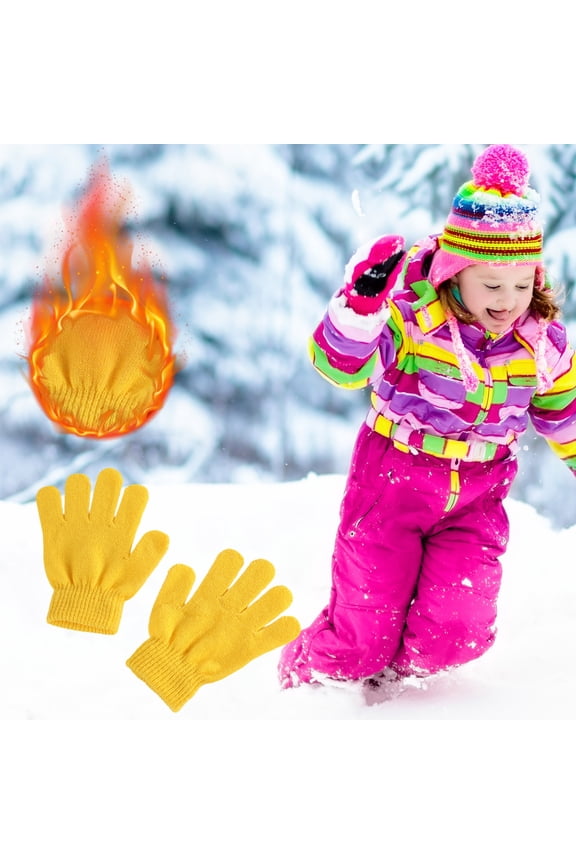 up to 65% off karymi Winter Warm Solid Color Knitted Kids Gloves Split Finger Gloves Stretchy Full Children Warm Gloves for Boys Girls Hiking Essentials